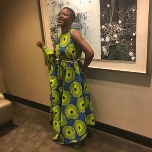 Long Ankara Dress fits sizes 4-8.